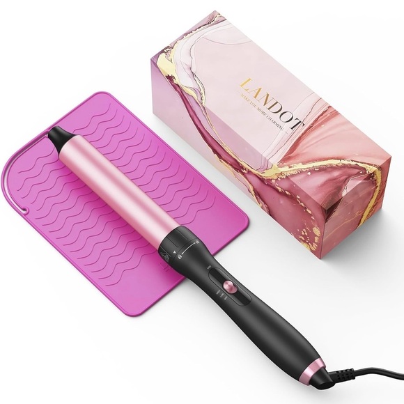 Other - Pink Curling Wand Iron 1-1/4Inch: Clip Free Hair Curler Relaxed Curls & Beach​​​